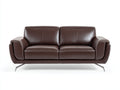 Canapé 2 places en revêtement aspect cuir 180x88x82 cm - marron - pieds en métal modernes