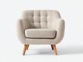 Fauteuil en tissu 118x76x82 cm - beige - dossier capitonné avec pieds en bois