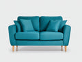 Canapé 2 places - tissu texturé - 158x86x81 cm - bleu turquoise - pieds en bois pour salon