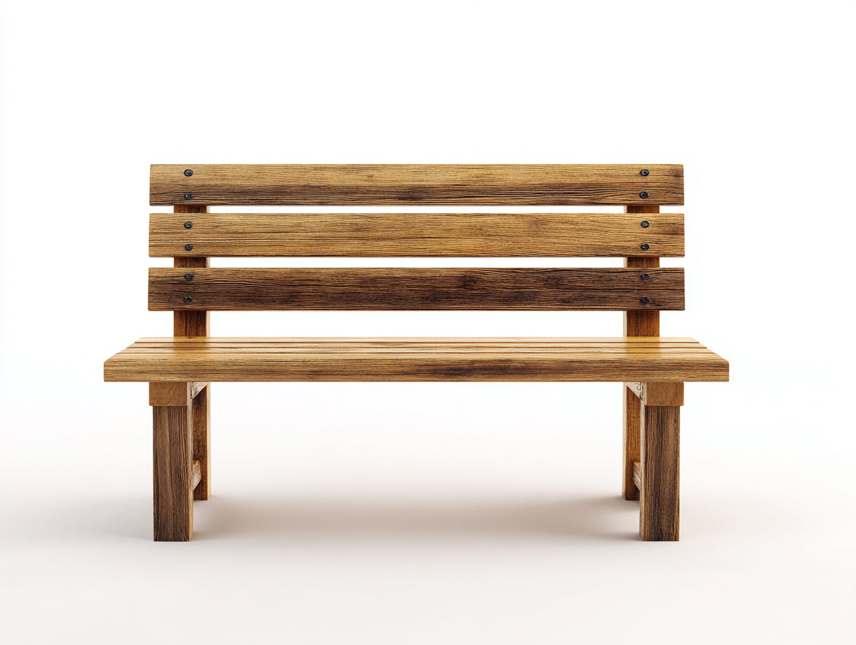 Banc de jardin en bois naturel 150x55x85 cm - extérieur - style rustique