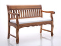 Banc de jardin en bois 150x60x87 cm - marron-blanc - dossier à lattes avec accoudoirs