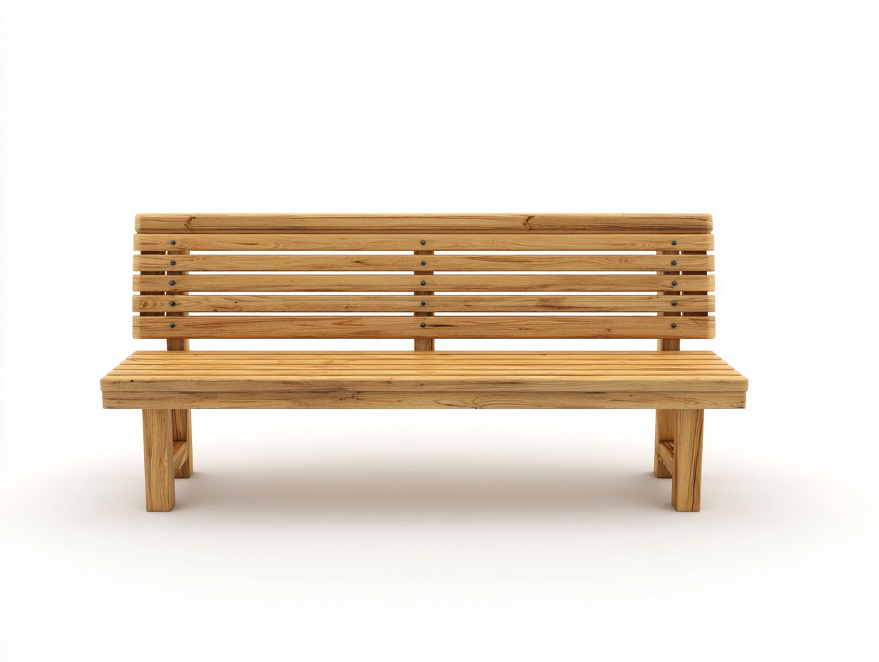 Banc de jardin en bois 180x55x82 cm - bois naturel - dossier horizontal à lattes