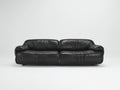 Canapé 2 places en revêtement aspect cuir 200x95x73 cm - noir - assise basse moderne
