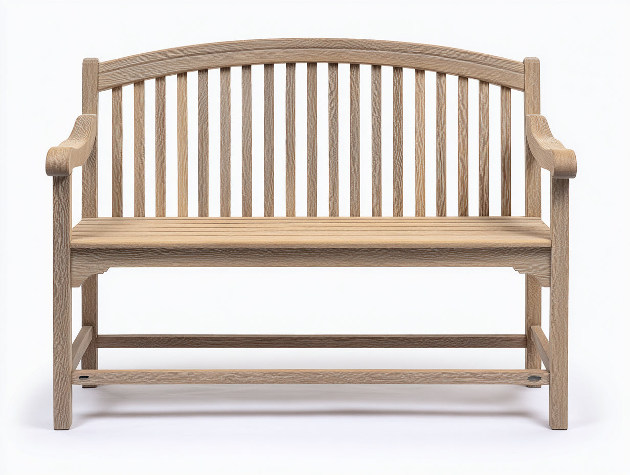Banc de jardin en bois 150x58x90 cm - bois naturel - dossier à lattes classique