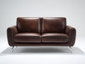 Canapé 2 places en revêtement effet cuir 170x85x82 cm - marron - pieds chromés modernes