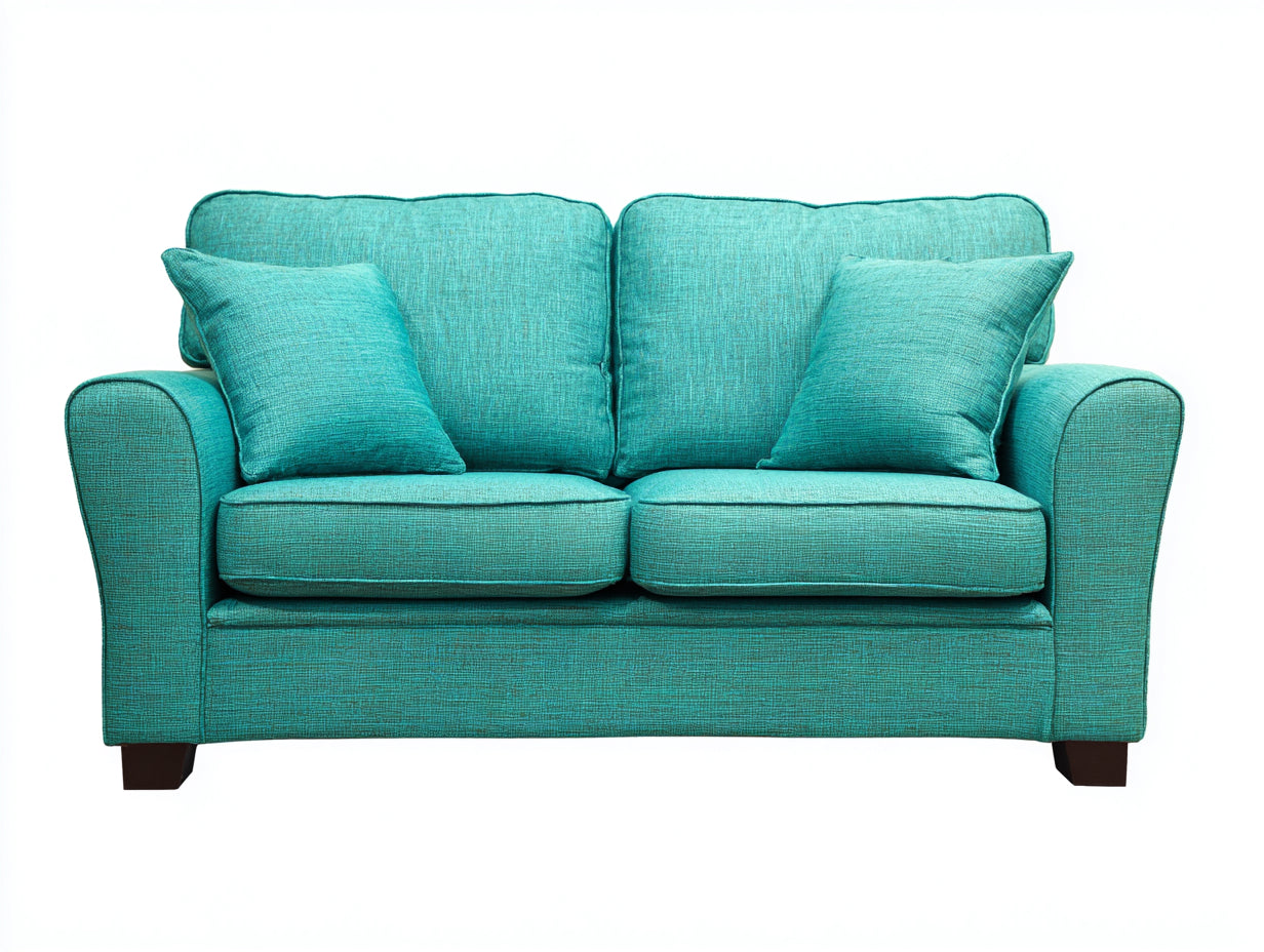 Canapé 2 places - tissu texturé - 160x87x82 cm - bleu turquoise - style contemporain pour salon