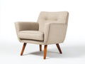 Fauteuil en tissu texturé 82x80x86 cm - beige - pieds en bois rétro