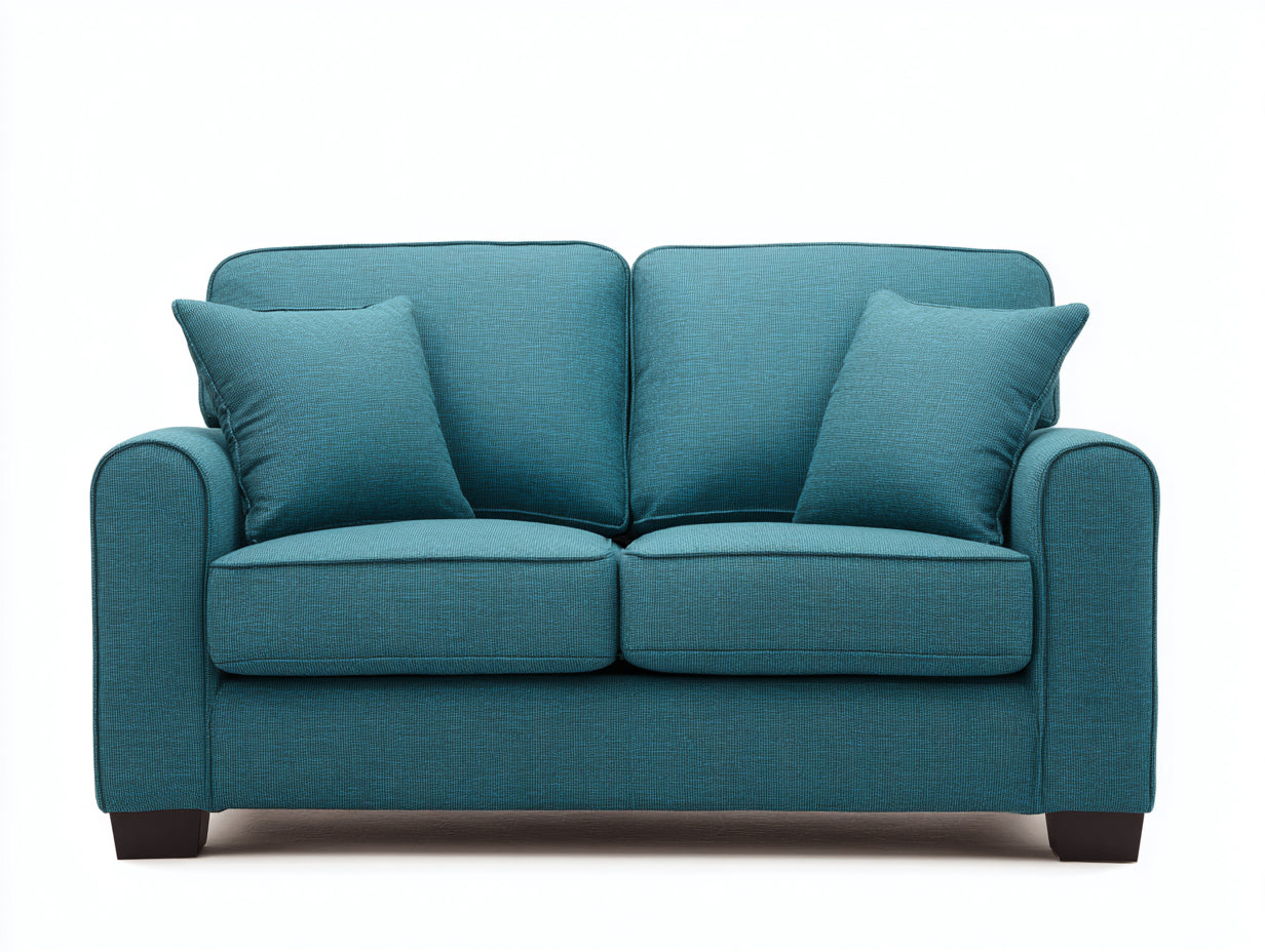 Canapé 2 places - tissu texturé - 152x86x80 cm - bleu turquoise - style contemporain pour salon