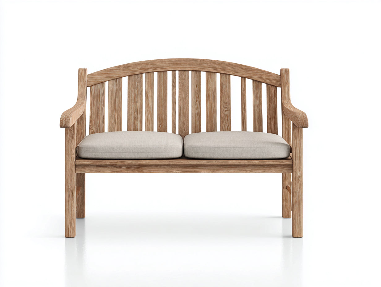 Banc de jardin en bois 130x58x88 cm - bois naturel - dossier arrondi classique