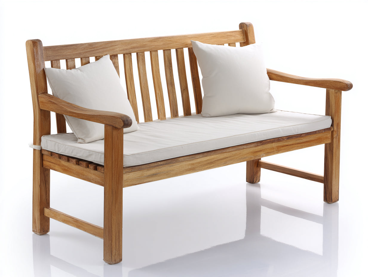 Banc de jardin en bois 150x60x88 cm - bois naturel - dossier à lattes classique