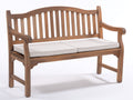 Banc de jardin - bois massif et coussins en tissu 154x63x91 cm - bois brun-beige - dossier courbé pour extérieur