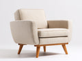 Fauteuil en tissu texturé 100x82x80 cm - beige - pieds en bois inclinés
