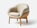 Fauteuil en tissu bouclé et bois 82x78x78 cm - beige et bois naturel - design arrondi
