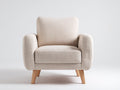 Fauteuil en tissu texturé 82x80x88 cm - beige clair - dossier rembourré accoudoirs arrondis et pieds en bois pour salon