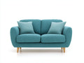Canapé 2 places en tissu 155x82x82 cm - bleu turquoise - pieds en bois