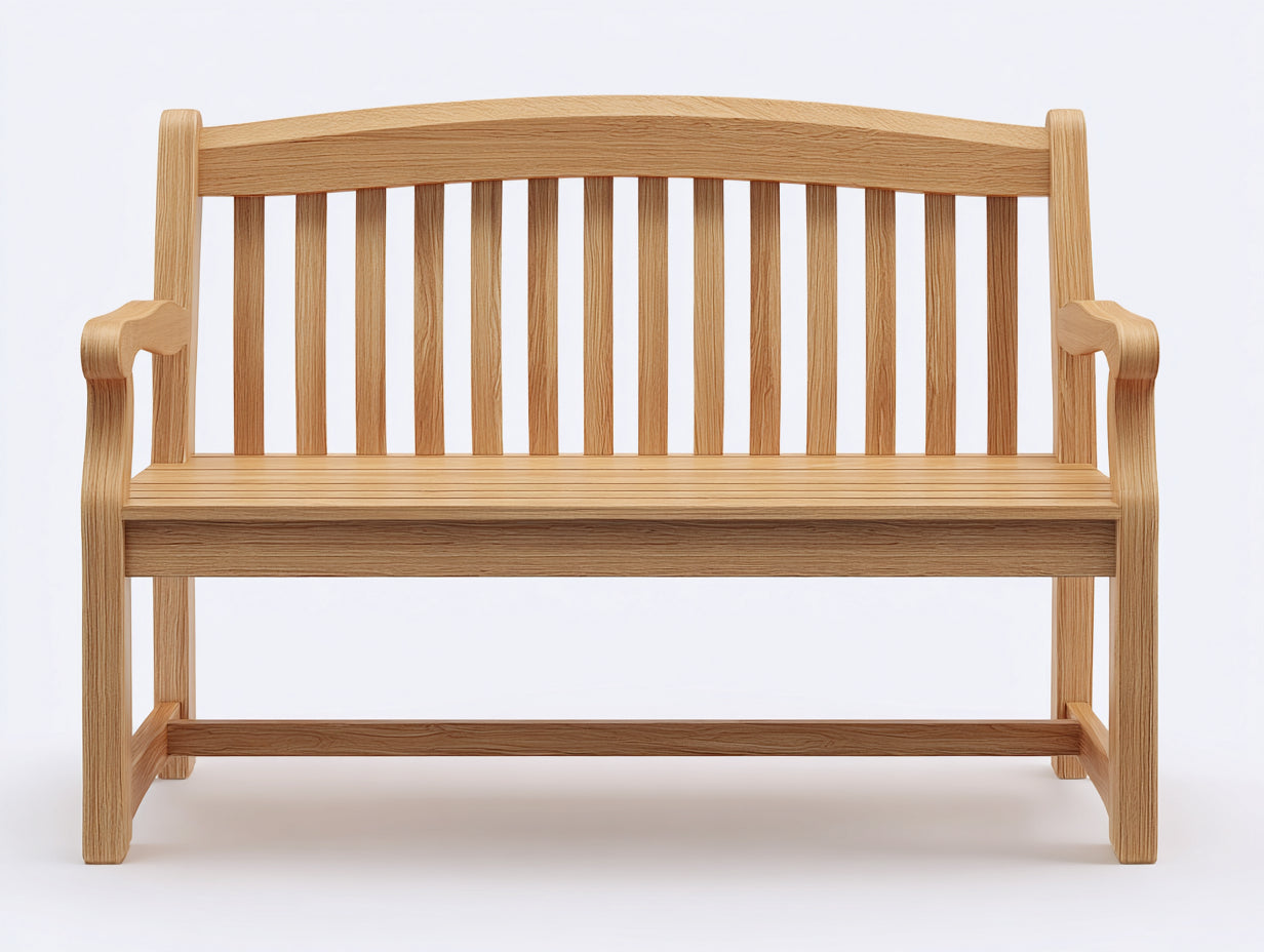 Banc de jardin en bois massif 150x58x92 cm - bois naturel - avec accoudoirs et dossier à lattes