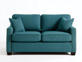 Canapé 2 places en tissu 150x82x82 cm - bleu canard - accoudoirs cloutés