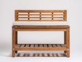 Banc de jardin en bois 120x55x85 cm - bois naturel - dossier à lattes avec rangement bas