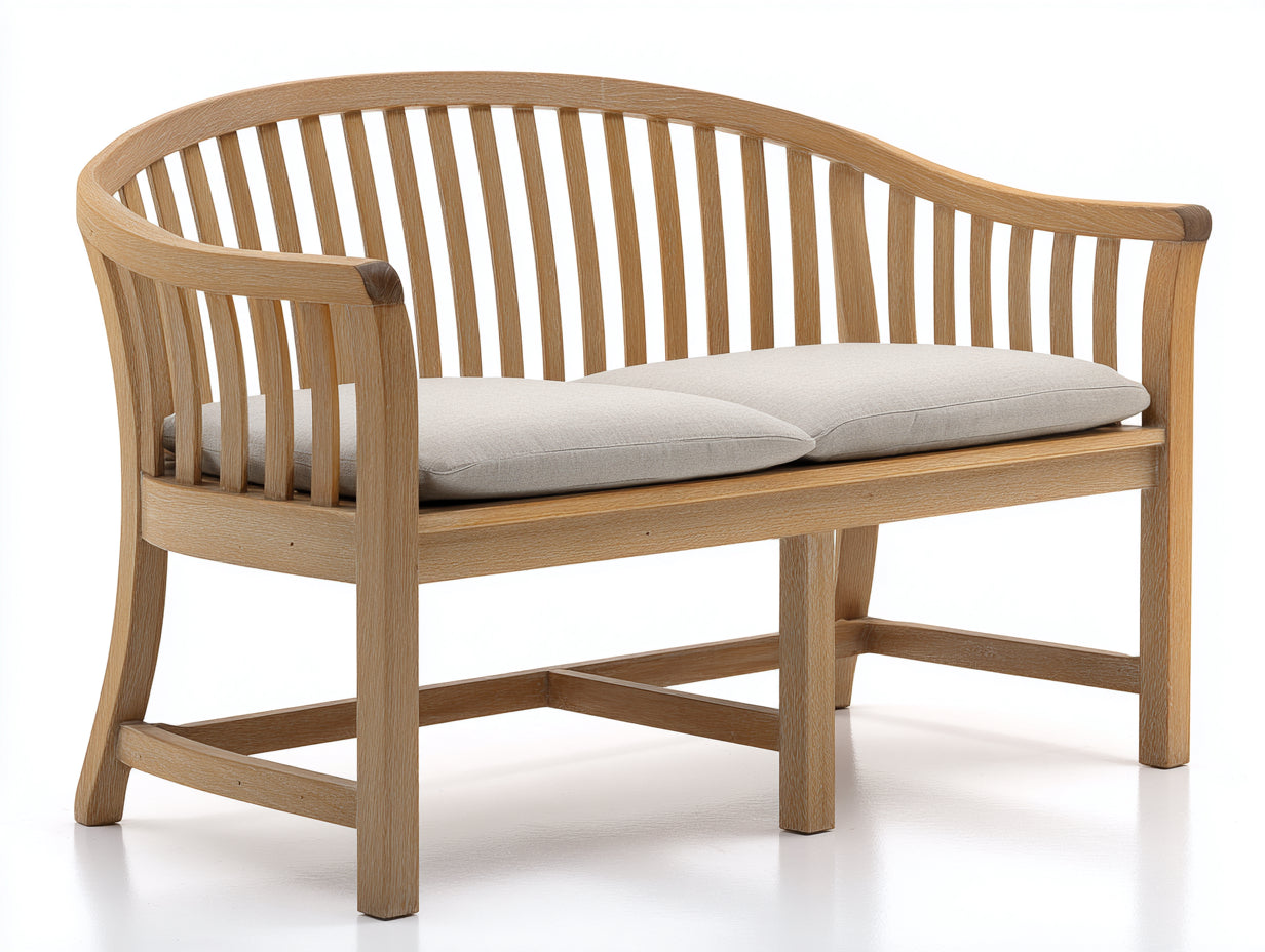 Banc de jardin en bois massif 160x62x88 cm - bois naturel - dossier courbé à lattes