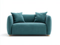 Canapé 2 places en tissu texturé 165x92x78 cm - bleu canard - accoudoirs arrondis et pieds en bois