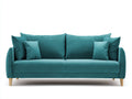 Canapé 2 places en tissu 220x90x88 cm - bleu canard - assise rembourrée et pieds en bois pour salon