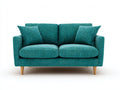 Canapé 2 places en tissu 150x80x82 cm - bleu turquoise - pieds en bois
