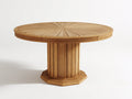 Table de jardin ronde en bois massif 120x120x75 cm - bois naturel brun clair - plateau à lattes et pied central pour extérieur