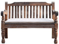 Banc de jardin 2 places en bois massif 125x60x95 cm - brun foncé - dossier à lattes et pieds tournés style rustique pour extérieur