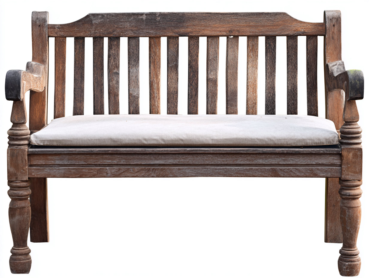 Banc de jardin 2 places en bois massif 125x60x95 cm - brun foncé - dossier à lattes et pieds tournés style rustique pour extérieur